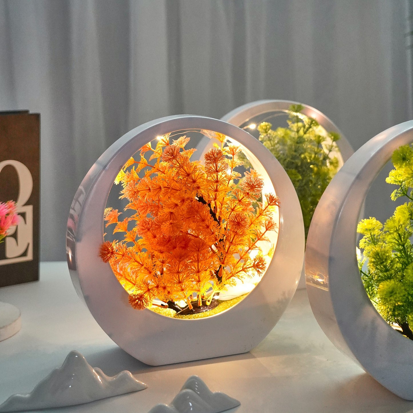 Artificial Bonsai Tree with Fairy Lights in Circular/Orb Display