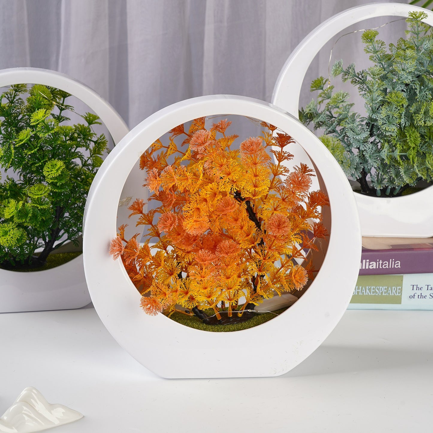 Artificial Bonsai Tree with Fairy Lights in Circular/Orb Display