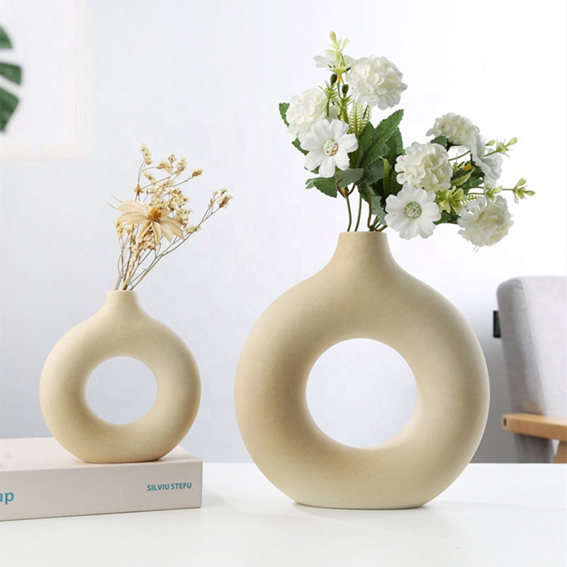 Hollow Donut Flower Vase for Interior Decorations