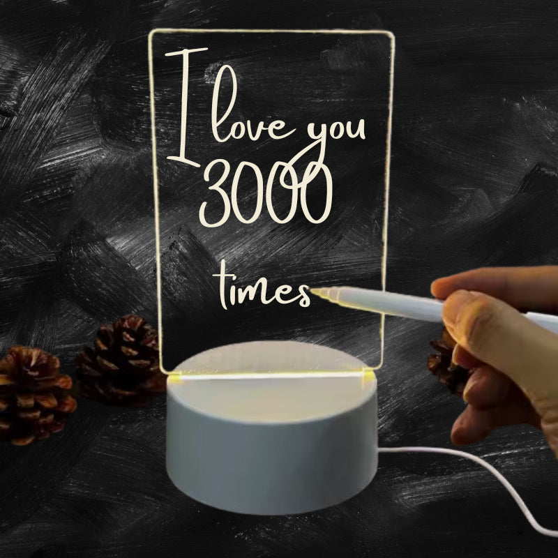 Customizable LED Message Board Night Light with Erasable Pen