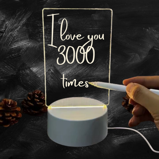 Customizable LED Message Board Night Light with Erasable Pen