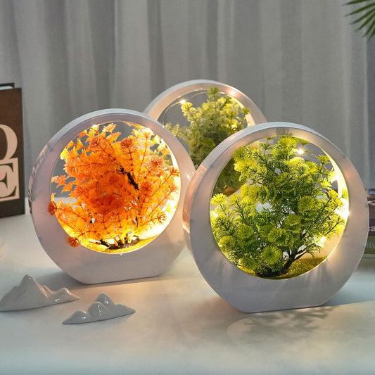 Artificial Bonsai Tree with Fairy Lights in Circular/Orb Display