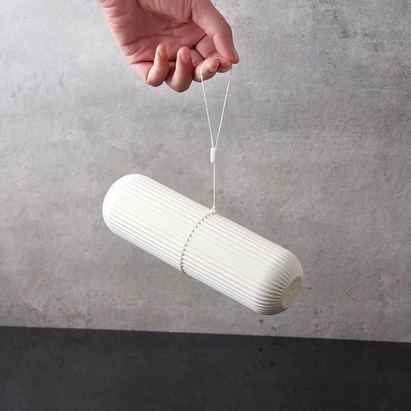 Plastic Capsule Shape Travel Toothbrush Toothpaste Case Holder (Multiple Colors)