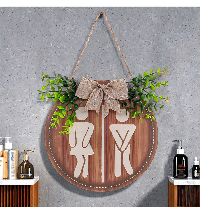 Unisex Bathroom Door Hanger with Greenery and Bow